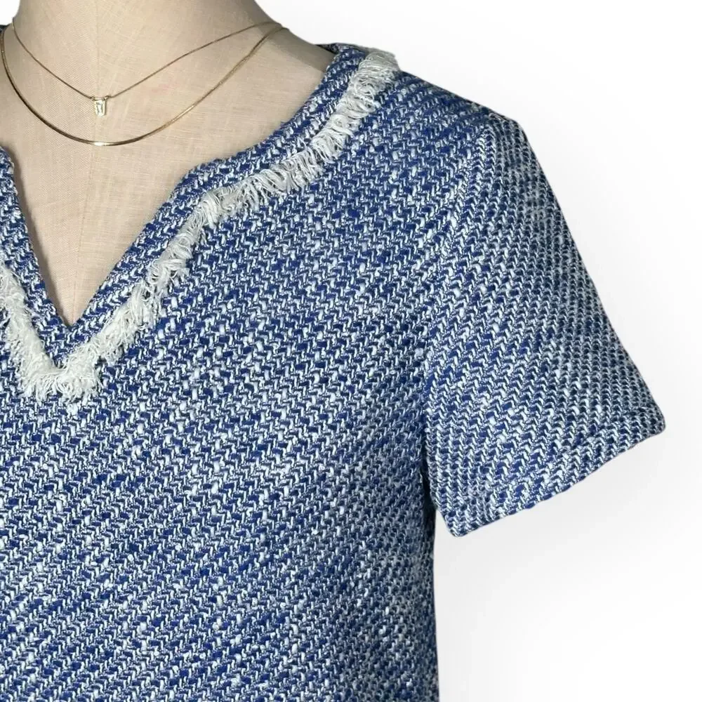 KATE SPADE Tweed Sheath Mini Dress Blue Career Office Cocktail Classic Preppy 4